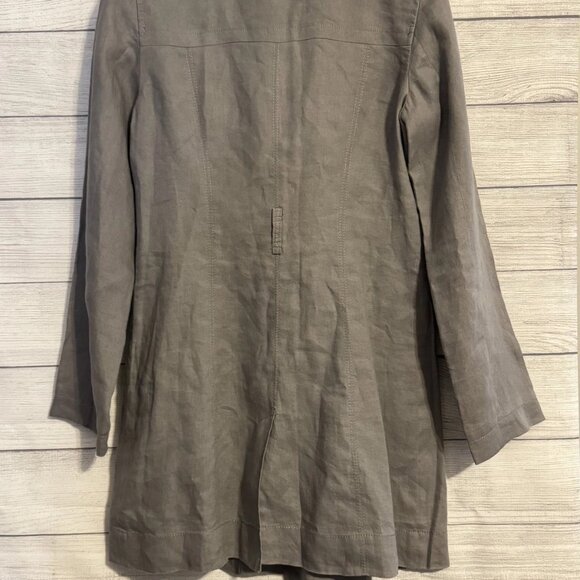 Old Navy Women’s Coat S Gray Linen Cotton Blend Double Breasted Lined - Picture 3 of 5
